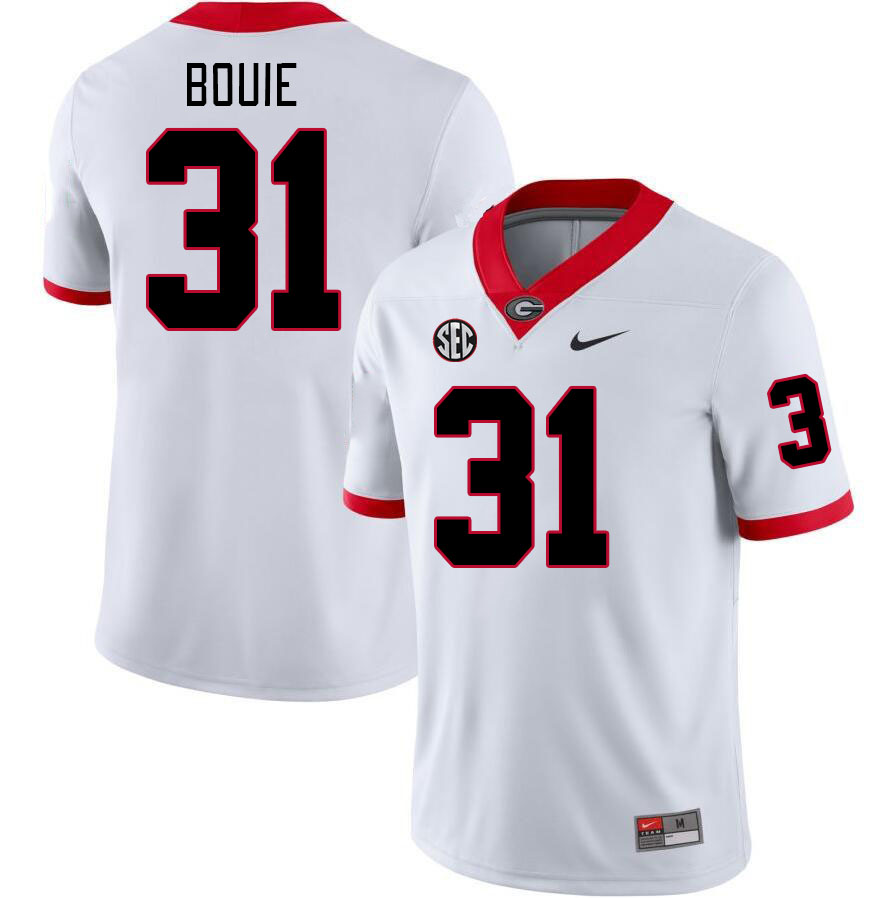 Georgia Bulldogs #31 Smoke Bouie College Football Jerseys Stitched-White